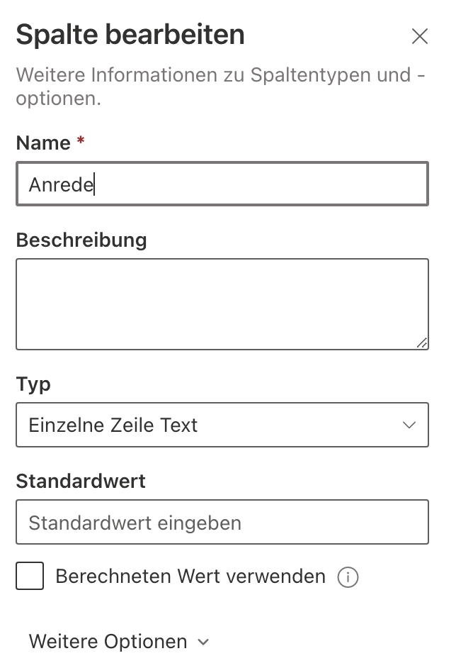 SharePoint - Spalte bearbeiten